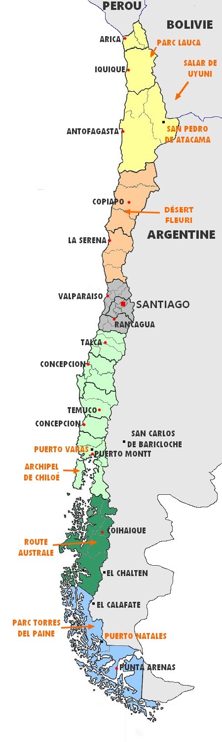 Carte touristique du Chili
